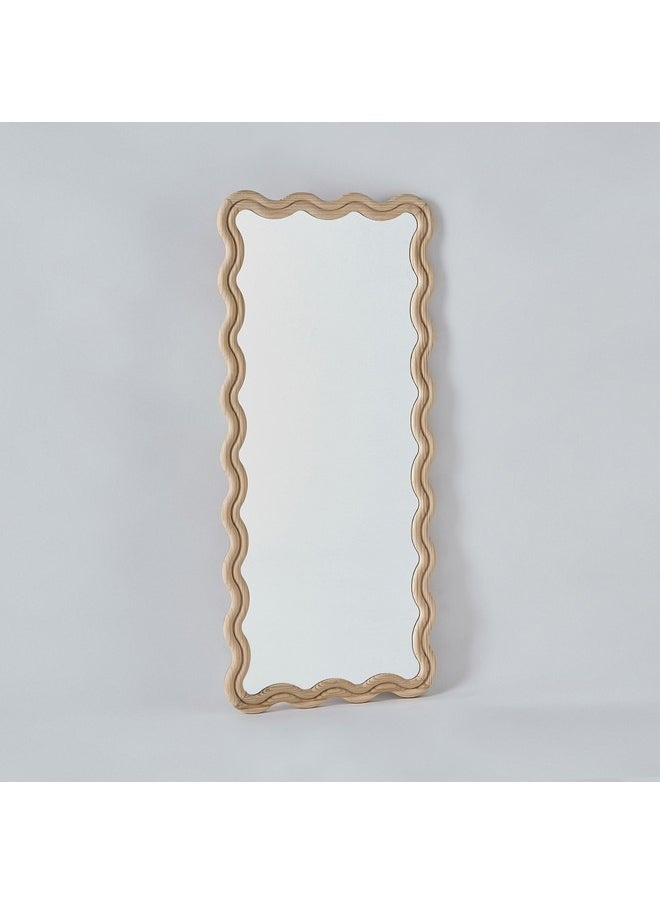 Posco Pine Wood Wavy Mirror 120 x 54 cm