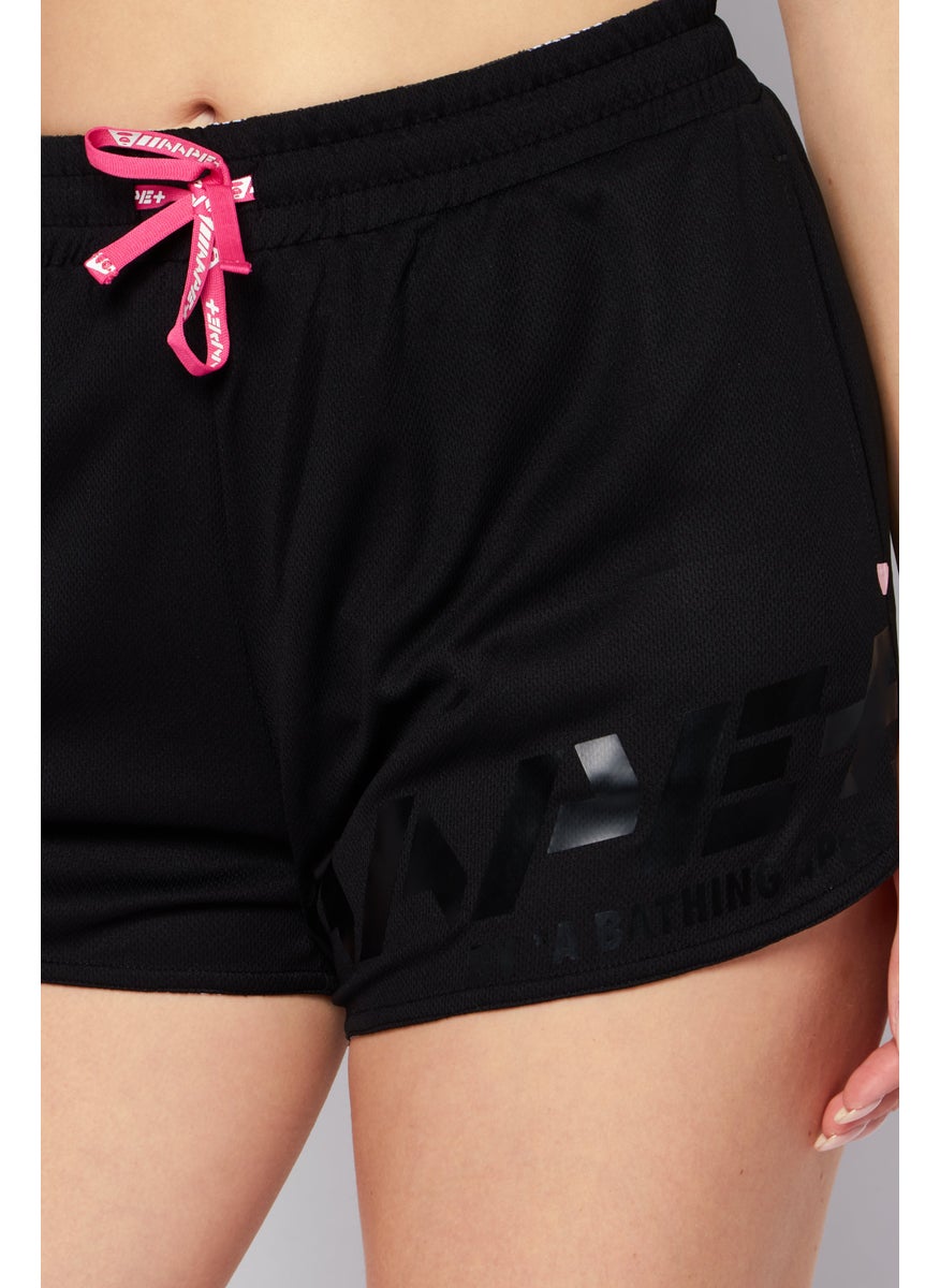 Women Sportswear Fit Training Shorts, Black Combo