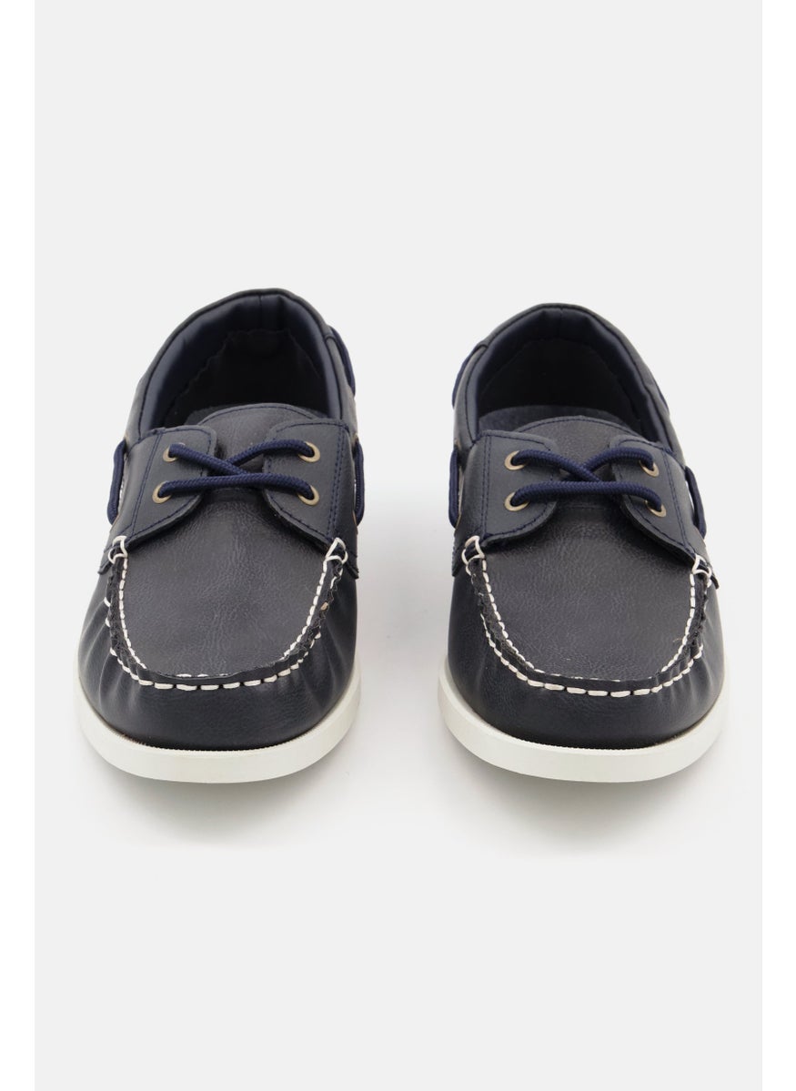 Men Lace Up Closed Toe Shoes, Navy Combo