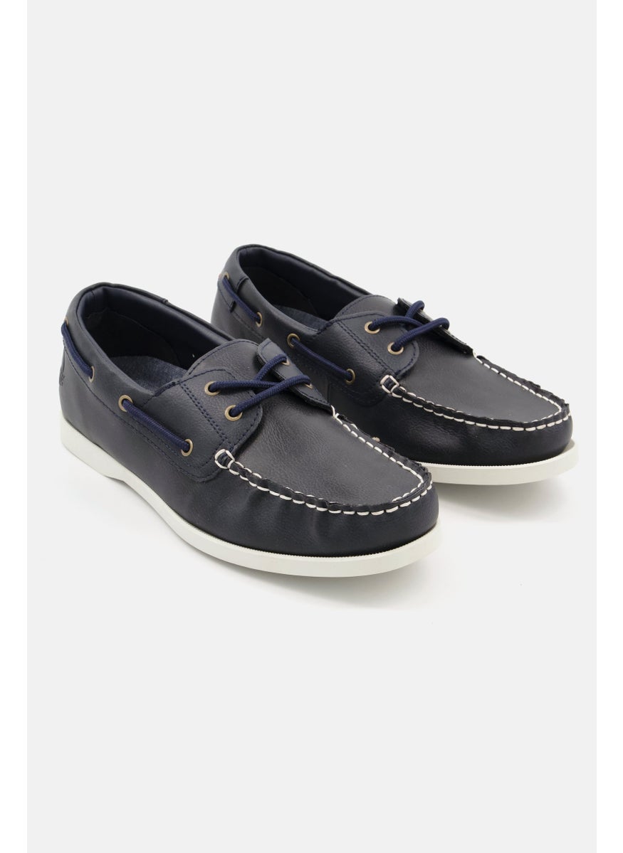 Men Lace Up Closed Toe Shoes, Navy Combo