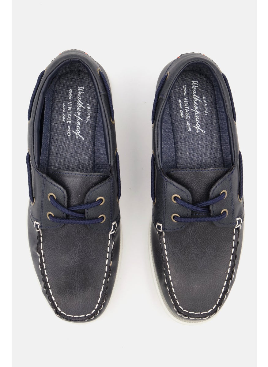 Men Lace Up Closed Toe Shoes, Navy Combo