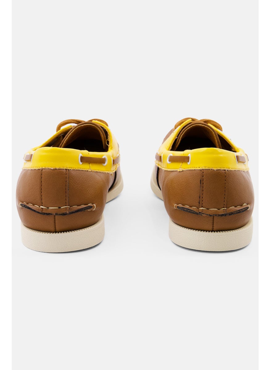 Men Lace Up Boat Shoes, Tan