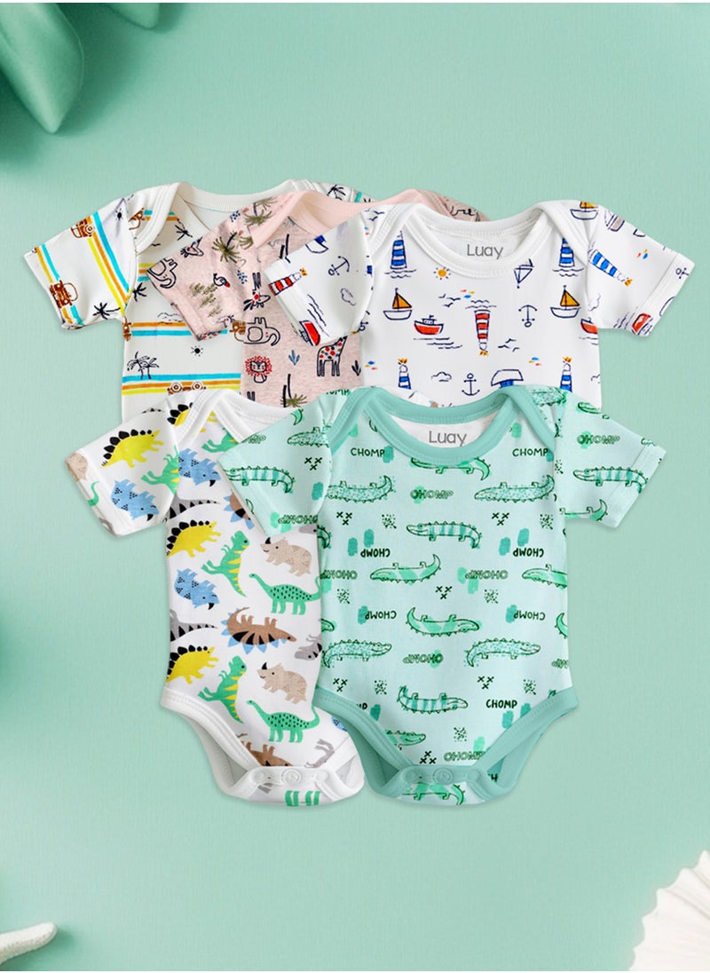 LUAY 100% Organic Cotton  Based Onesies | Sleepsuits| Night Suits|Jumpsuit | Wondersuit for Baby Boys & Baby Girls, New-Born, infants,Toddlers_ Including Vibrant Pattren & Colors Create festive look