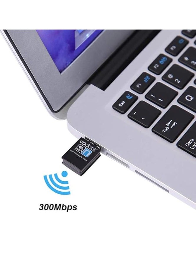 WiFi Dongle, 300Mbps Mini Wireless Network USB Wi-Fi Adapter for PC Desktop Laptop - Supports Windows 10/8/8.1/7/Vista/XP, macOS, and Linux