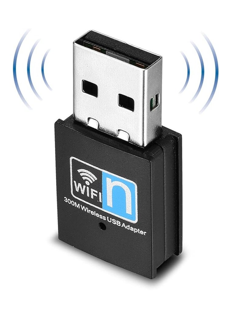 WiFi Dongle, 300Mbps Mini Wireless Network USB Wi-Fi Adapter for PC Desktop Laptop - Supports Windows 10/8/8.1/7/Vista/XP, macOS, and Linux