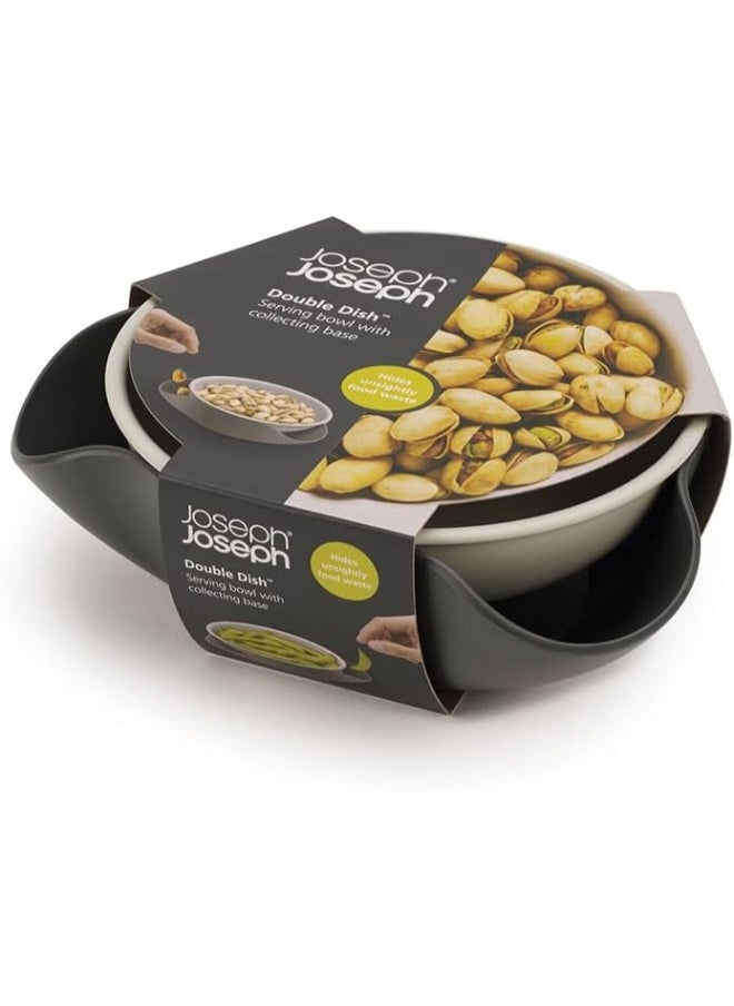 Double Dish Pistachio Bowl and Snack Serving Bowl, Gray