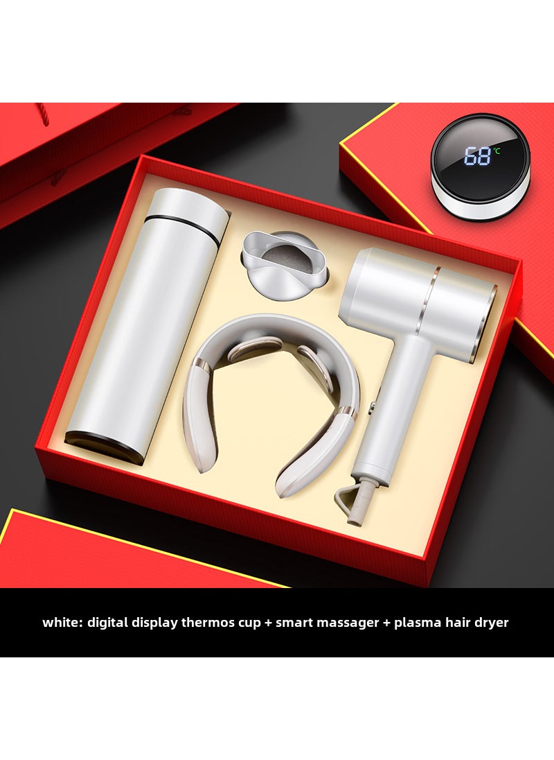 Corporate Anniversary Gift Hair Dryer Set White Digital Cup Massager Hair Dryer/Gift Box