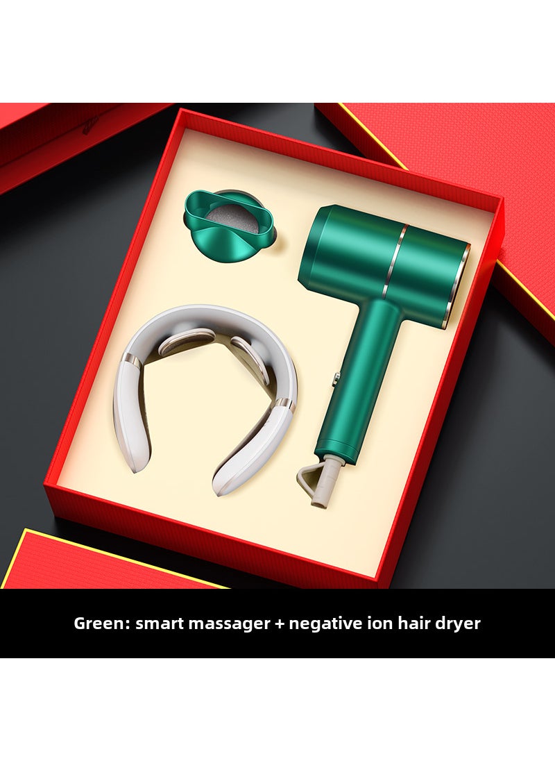 Corporate Anniversary Gift Hair Dryer Set Green hair dryer massager/gift box