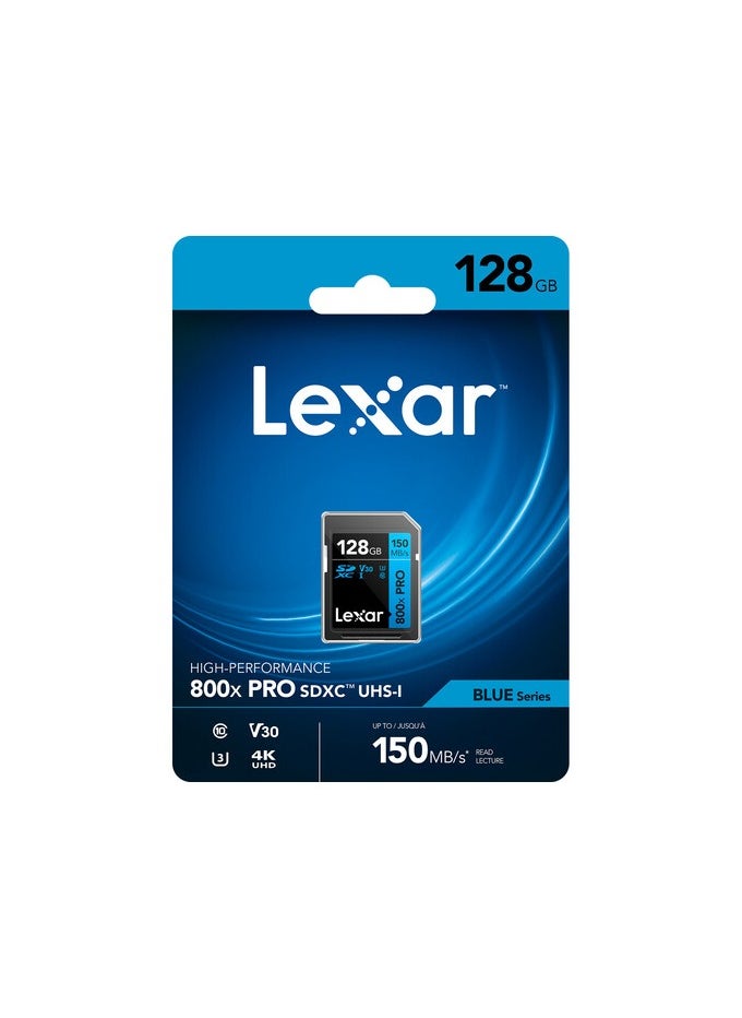 Lexar 128GB High-Performance 800x PRO UHS-I SDXC Memory Card (BLUE Series)