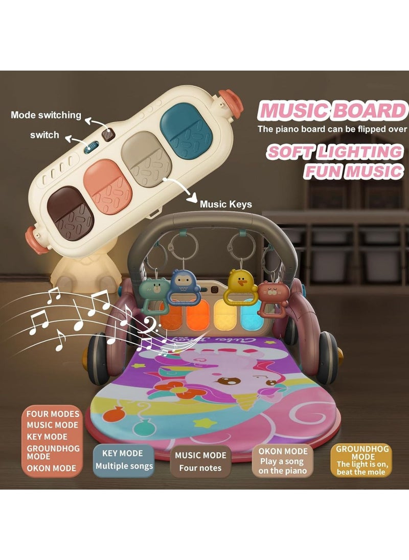 Baby Gym Play Mat, Interactive Baby Activity Center Mat, Musical Piano Gym Lights, Tummy Time Mat, Gift Toys.