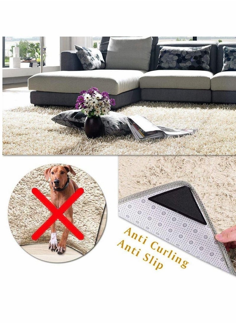 Non Slip Rug Grip 8 Pack Carpet Grippers For Carpeted, Floor Mats, Fixed Non-Slip Stickers, Effectively Prevent Slipping Super Glue Double sided Rug Grip Anti Slip Non Slipping Car Mat Slip