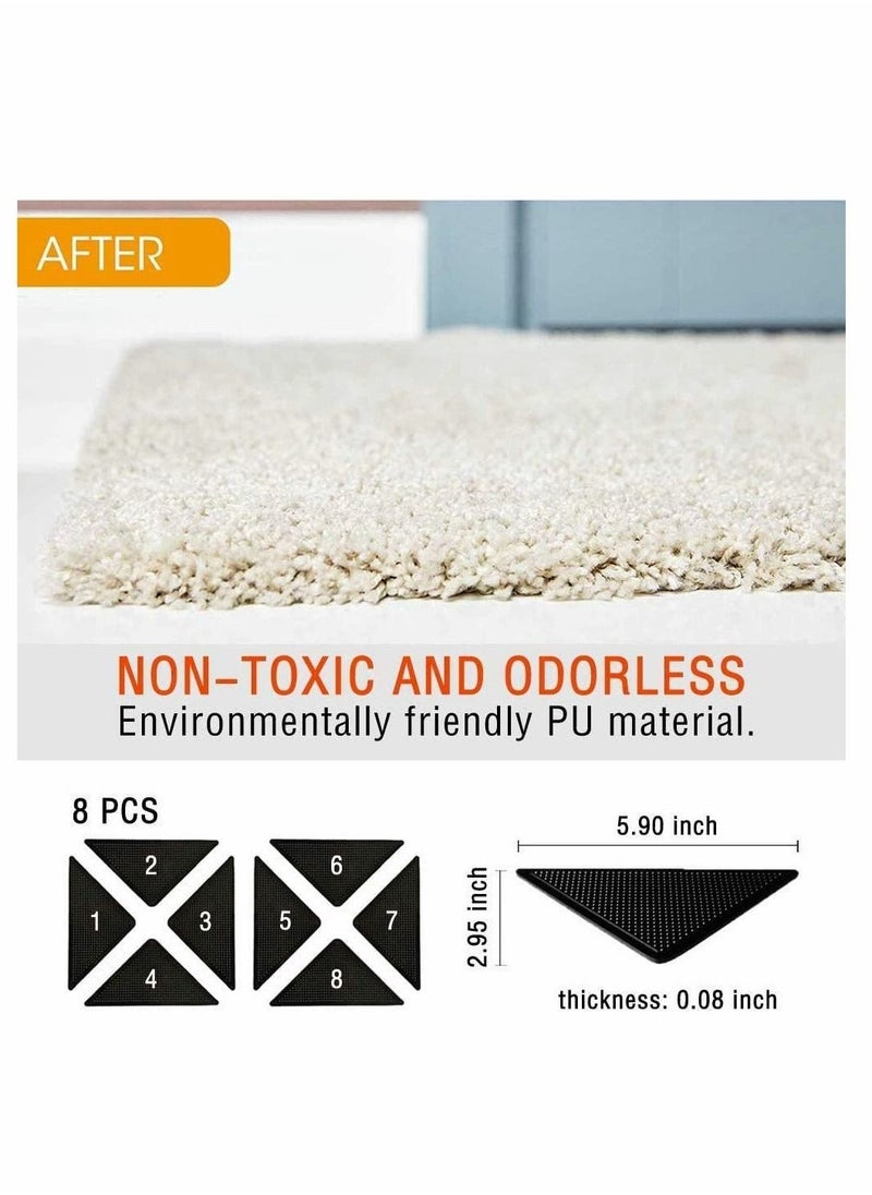 Non Slip Rug Grip 8 Pack Carpet Grippers For Carpeted, Floor Mats, Fixed Non-Slip Stickers, Effectively Prevent Slipping Super Glue Double sided Rug Grip Anti Slip Non Slipping Car Mat Slip
