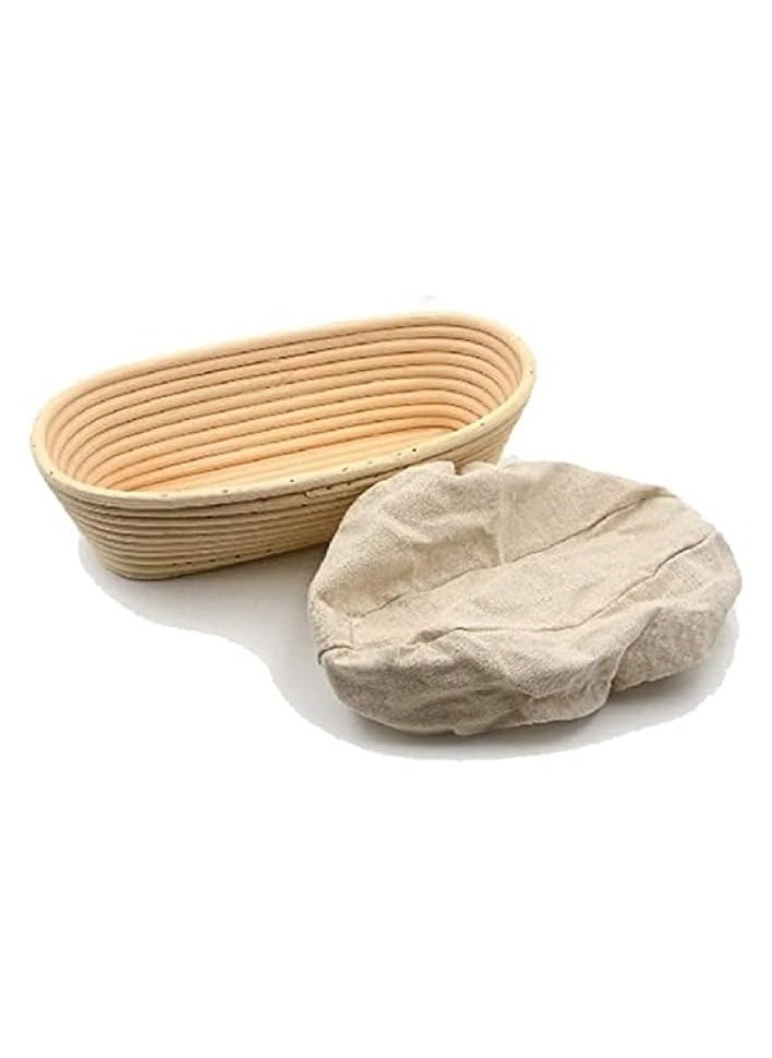 Premium Oval Basket with Liner - Perfect Proofing Basket for Making Beautiful Bread, Bowl Basket with Cloth Liner For Home & Professional