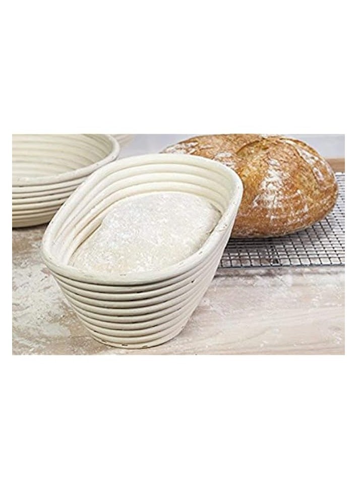 Premium Oval Basket with Liner - Perfect Proofing Basket for Making Beautiful Bread, Bowl Basket with Cloth Liner For Home & Professional