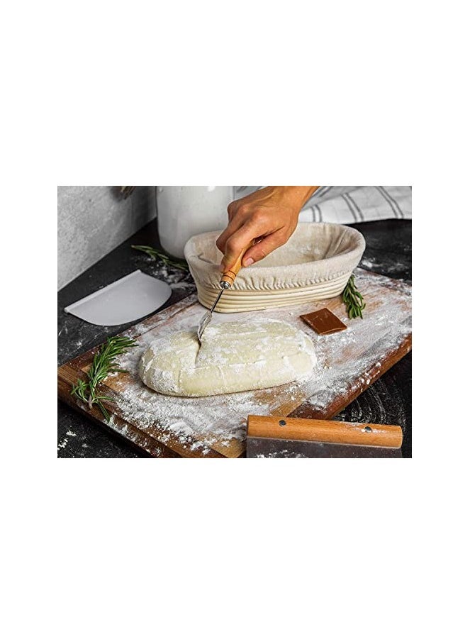 Premium Oval Basket with Liner - Perfect Proofing Basket for Making Beautiful Bread, Bowl Basket with Cloth Liner For Home & Professional Sourdough Baking (10 x 6 x 4 inches)