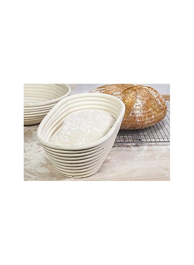 Premium Oval Basket with Liner - Perfect Proofing Basket for Making Beautiful Bread, Bowl Basket with Cloth Liner For Home & Professional Sourdough Baking (10 x 6 x 4 inches)