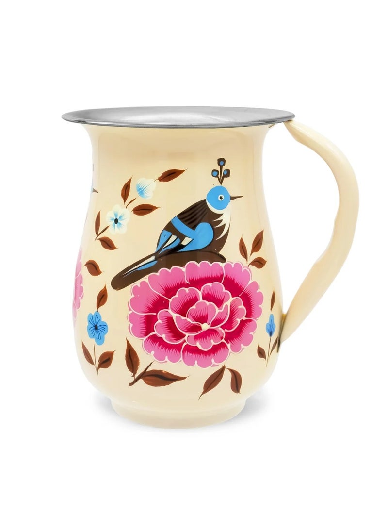 Bird Pitcher - Hand-Painted Enamel Stainless Steel Pitcher for Elegant Serving