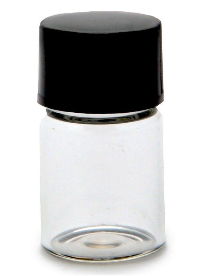 24 Clear 1 Ml 1 4 Dram Glass Bottles With Orifice Reducers And Black Caps