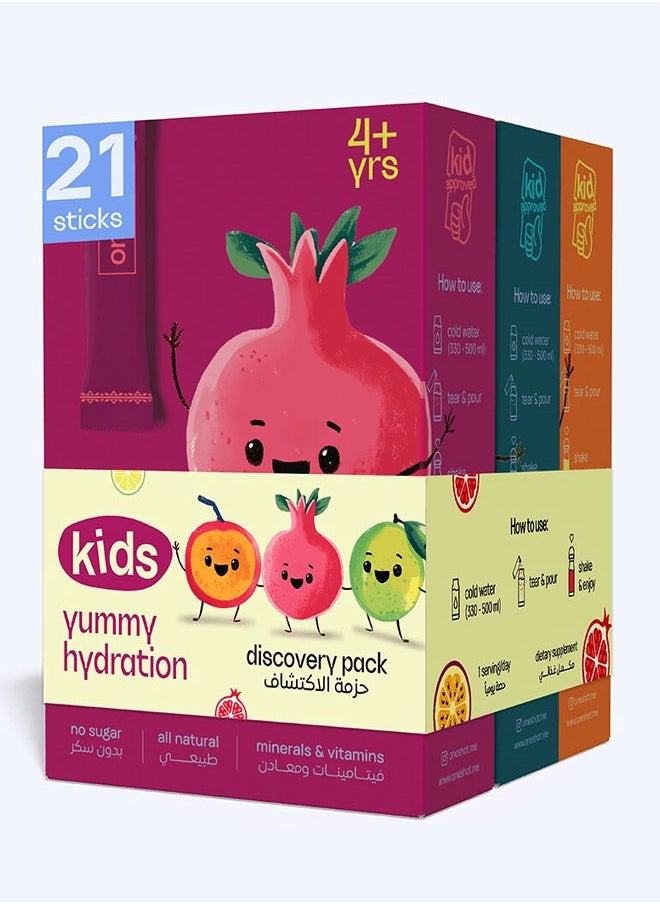 Kids Hydration | Variety Pack | No Sugar, No Junk, No Aftertaste | 6 Electrolytes + 4 Vitamins + Zinc | 21 Sticks