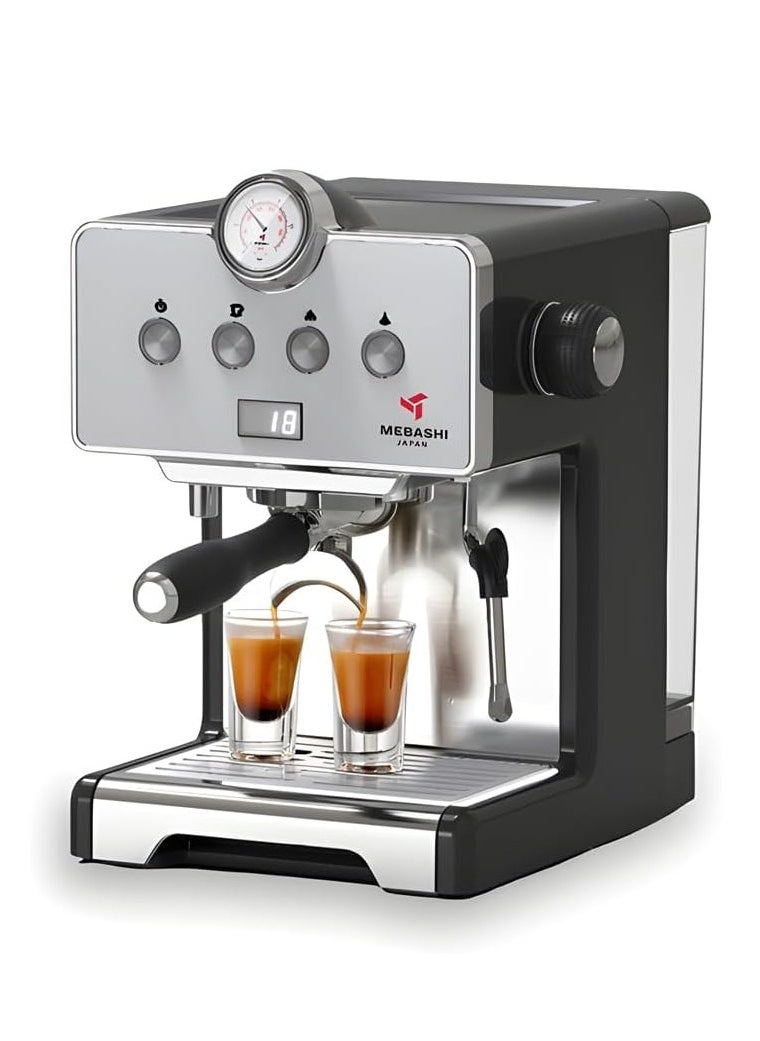 MEBASHI Espresso Coffee Machine - 15 Bar, 1.7L Capacity, Stainless Steel, Multifunction with Adjustable Brewing Time, and Professional Porta-Filter (ME-ECM2043)(1450W)