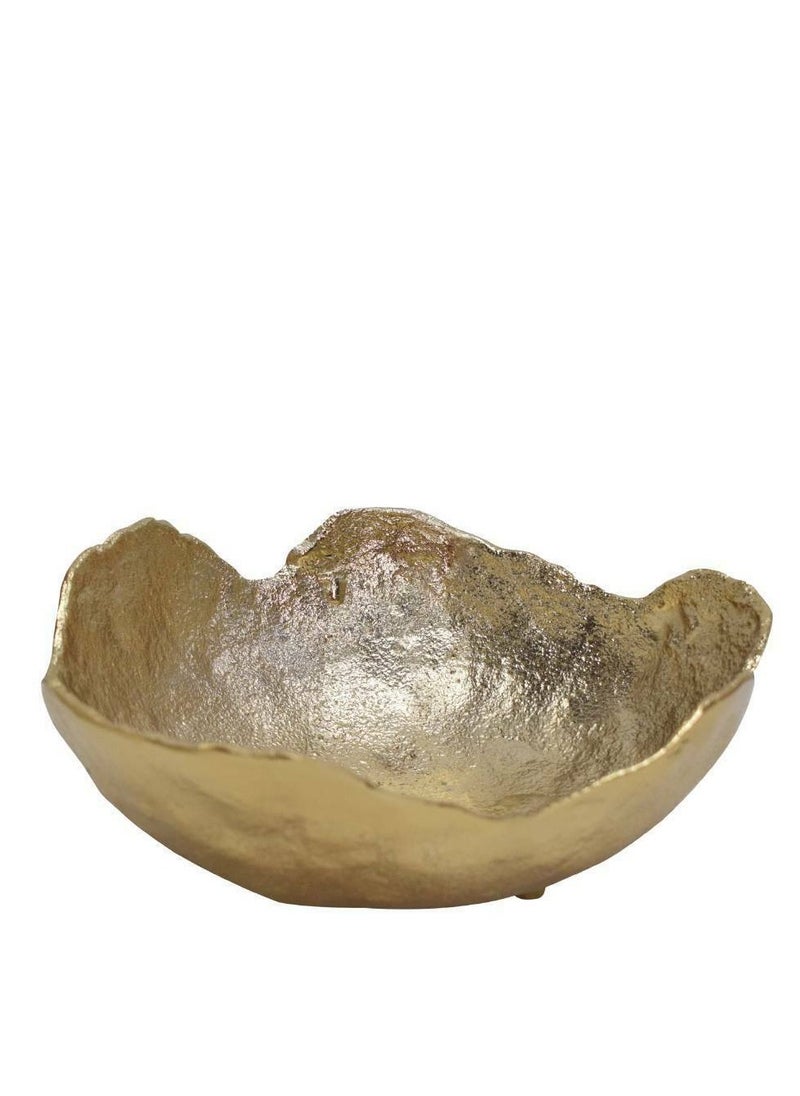 Forleyet Decorative Aluminum Brass Bowl, 21.5 cm Length, 8.5 cm Height, Elegant Design