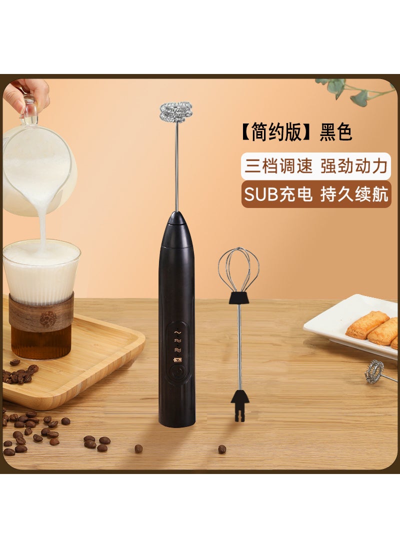 Electric Milk Frother Handheld Whisk Mixer J-5 Black (Double Head)