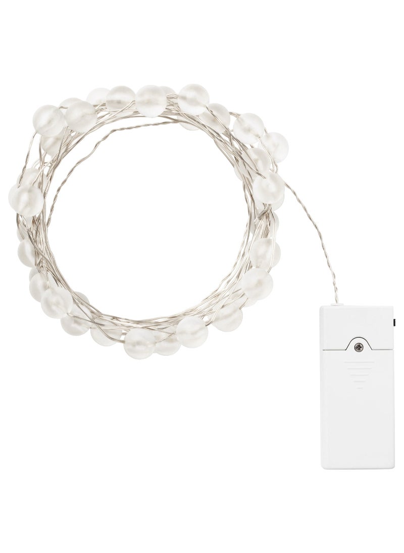 LED lighting chain with 40 lights indoor battery operated silver colour
