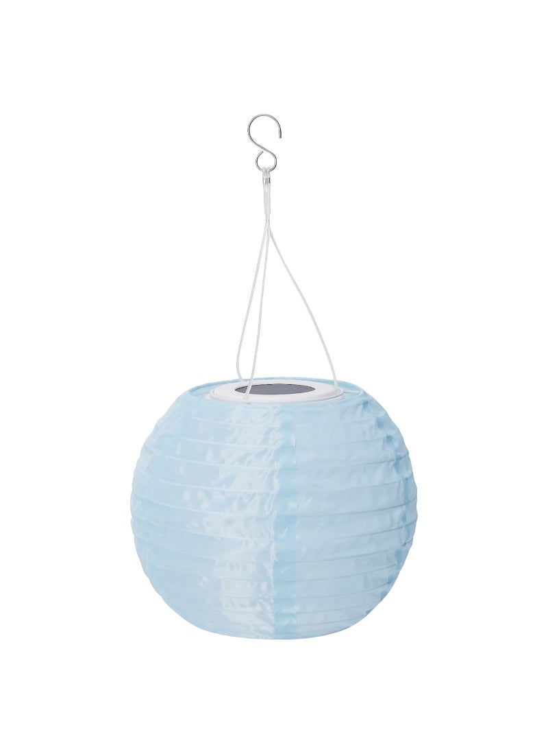 LED solar powered pendant lamp outdoor globe light blue 22 cm