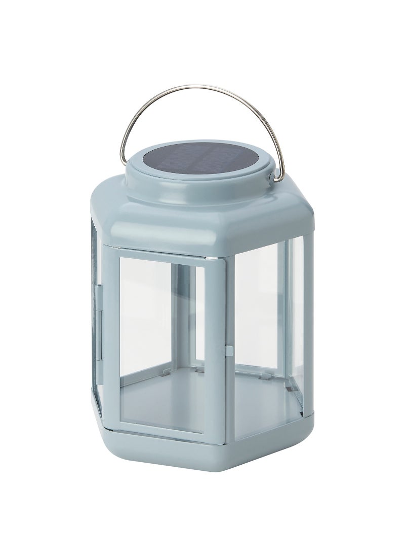 LED solar powered table lamp lantern light blue 17 cm