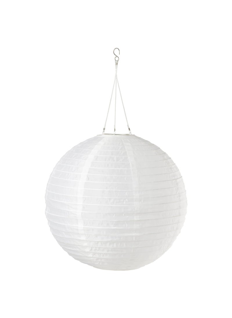 LED solar powered pendant lamp outdoor globe white 45 cm