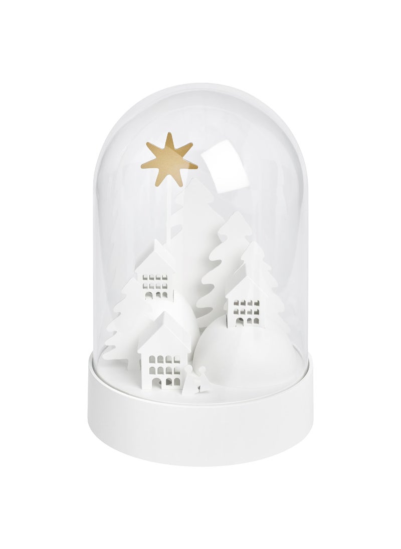 LED table decoration battery operated dome village white 18 cm