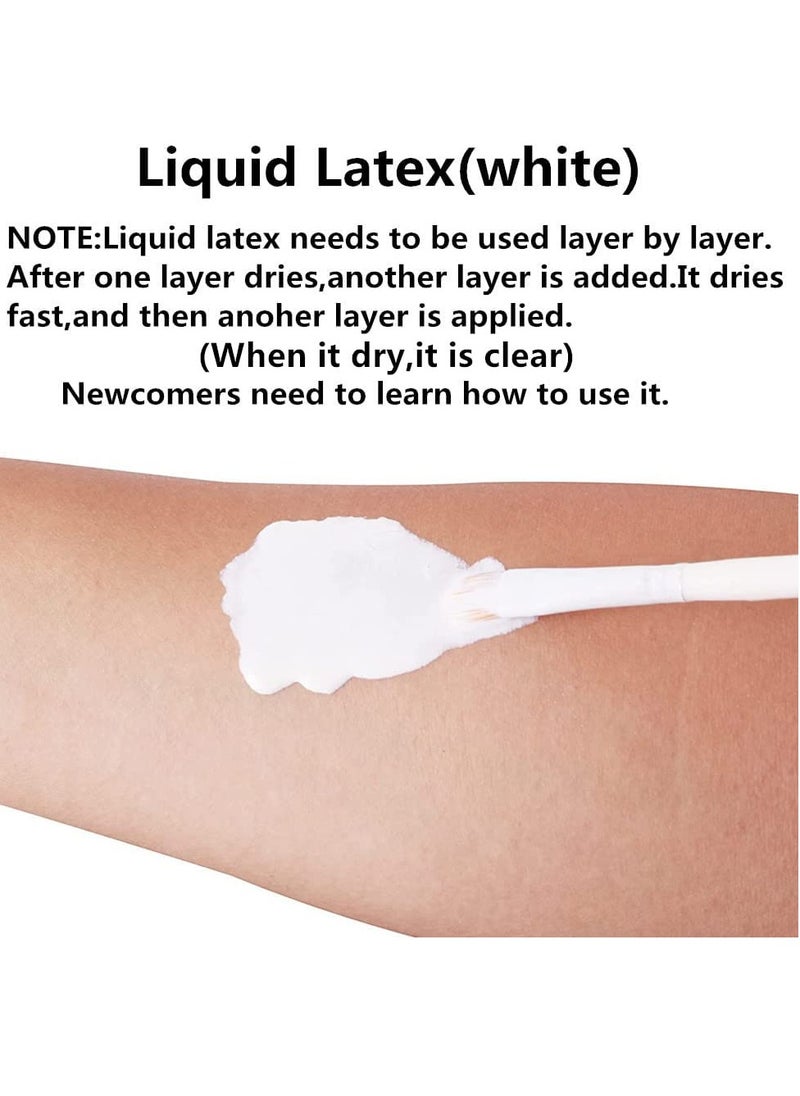 Go Ho Liquid Latex SFX Makeup(1 oz),Halloween Monster Zombie Makeup,Quick Drying Multi-Purpose Liquid White Face Paint for Scar Cut Wound Peeling Skin Wrinkles Stipples Burns Blisters,Clear White