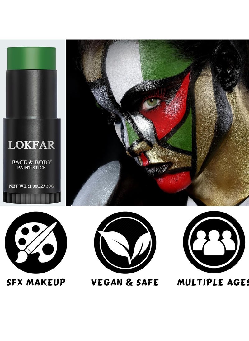 Green Face Paint Stick, Green Body Paint Halloween Face-Paint, Football Baseball Green Eye Black Stick, Full-Coverage Green Face Makeup for Halloween Witch Alien Frankenstein Cosplay Makeup