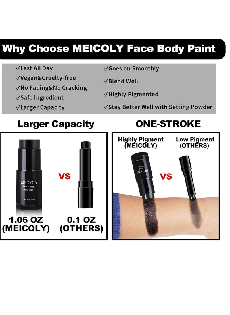 MEICOLY Green Face Body Paint Stick for Makeup(1.06 Oz),Stocking Stuffers for Christmas,Hunting Hulk Gamora Camo Face Paint,Waterproof Green Eye Black for Sports,Halloween SFX Cosplay Makeup