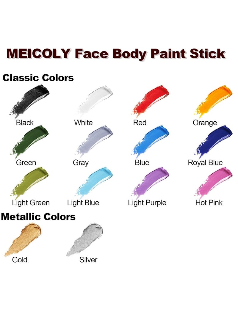 MEICOLY Green Face Body Paint Stick for Makeup(1.06 Oz),Stocking Stuffers for Christmas,Hunting Hulk Gamora Camo Face Paint,Waterproof Green Eye Black for Sports,Halloween SFX Cosplay Makeup