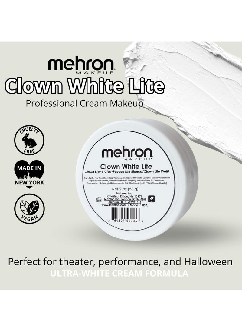 Mehron Makeup Clown White Lite | Professional Face Paint & Body Paint | White Cream Makeup, White Face Paint Makeup for Clown Makeup, Stage, Film, Cosplay, Mime, & Halloween 2 oz (56g)