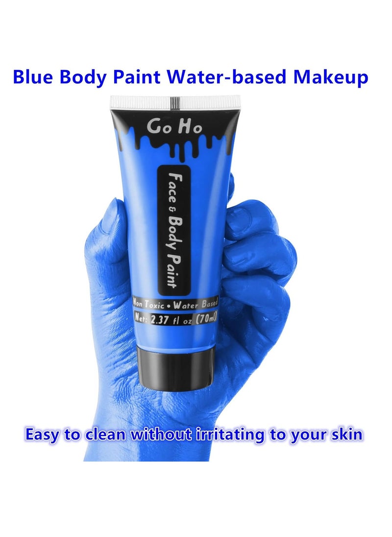 Go Ho Royal Blue Face Body Paint Washable(2.37 oz),Water Based Cream Blue Face Paint,Smurf Mystique Avatar Clown Makeup,Blue Body Paint for SFX Cosplay Costumes Festivals Halloween Makeup