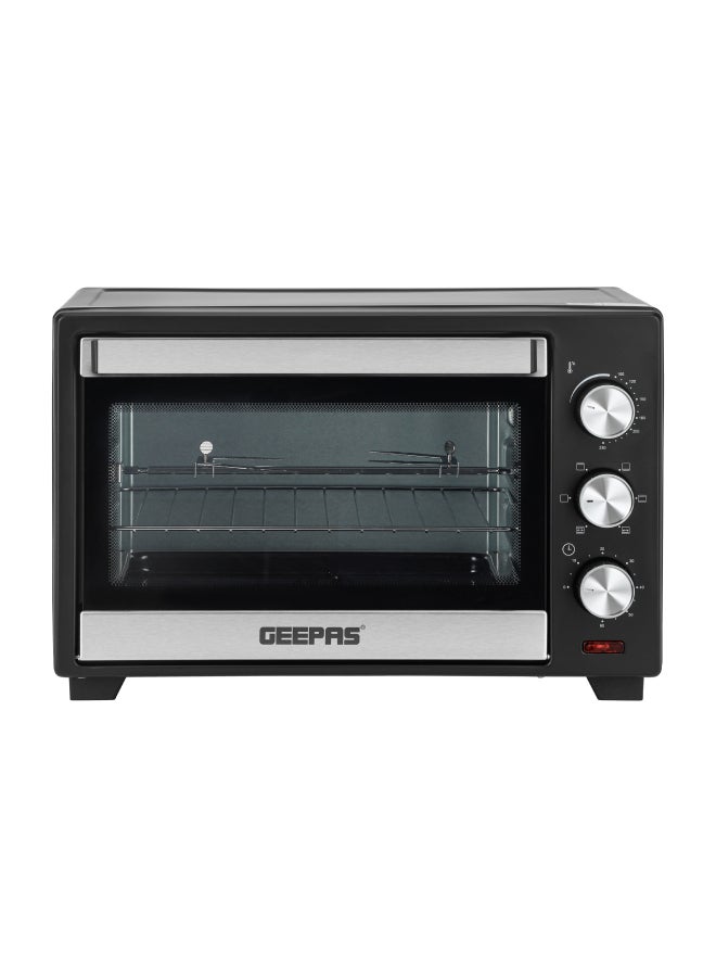 24 L Electric Oven with Rotisserie Function|  1600 W, Easy to Use Control Knobs, Adjustable Temperature, 60 Minutes Timer| Perfect for Baking, Roasting, Cooking Meat, Vegetables, Cakes, Etc.| 2 Years Warranty 24 L 1600 W GO4466 Black/Silver