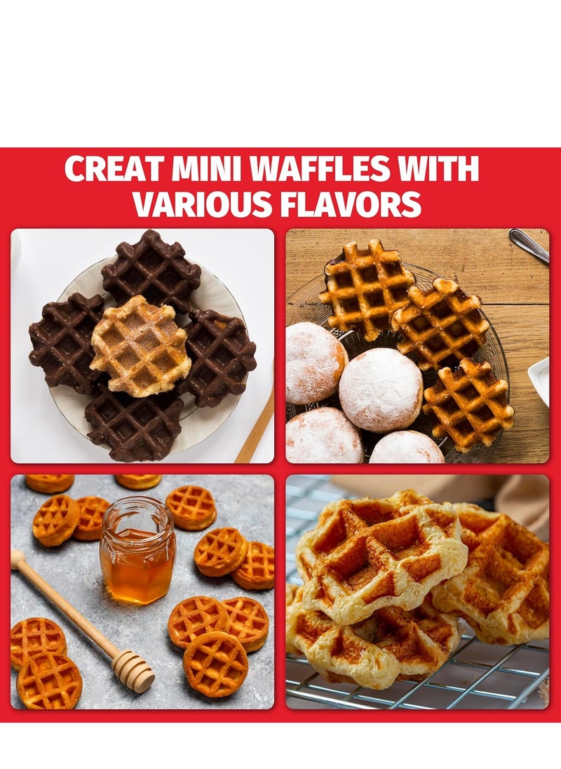 SugarWhisk Mini Waffle Maker for Kids, 8x2” Tiny Waffle Bites, Compact & Easy to Use, Non-Stick, White