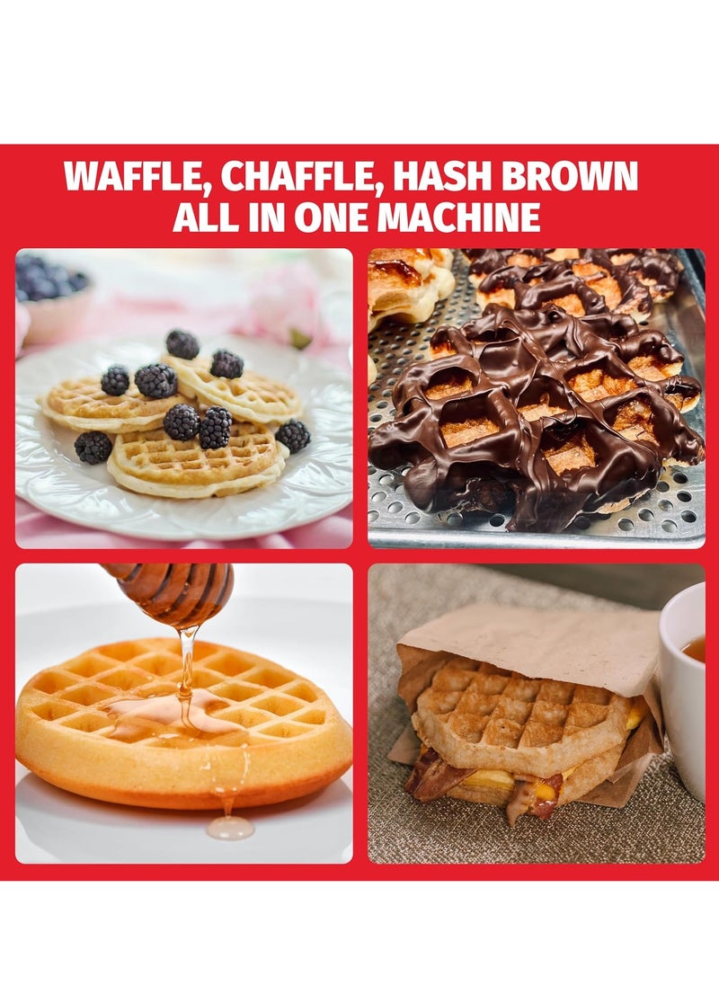 SugarWhisk Double Mini Waffle Maker & Chaffle Iron, 2 x 4-Inch Non-Stick Plates for Waffles, Keto & More