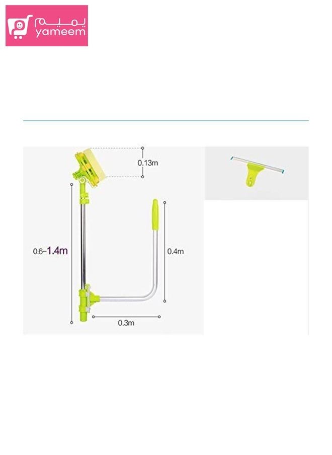 Telescopic Window Cleaner Double Faced Glass Cleaning Kit Extending Wash Head with Pole, Squeegees and Sponges