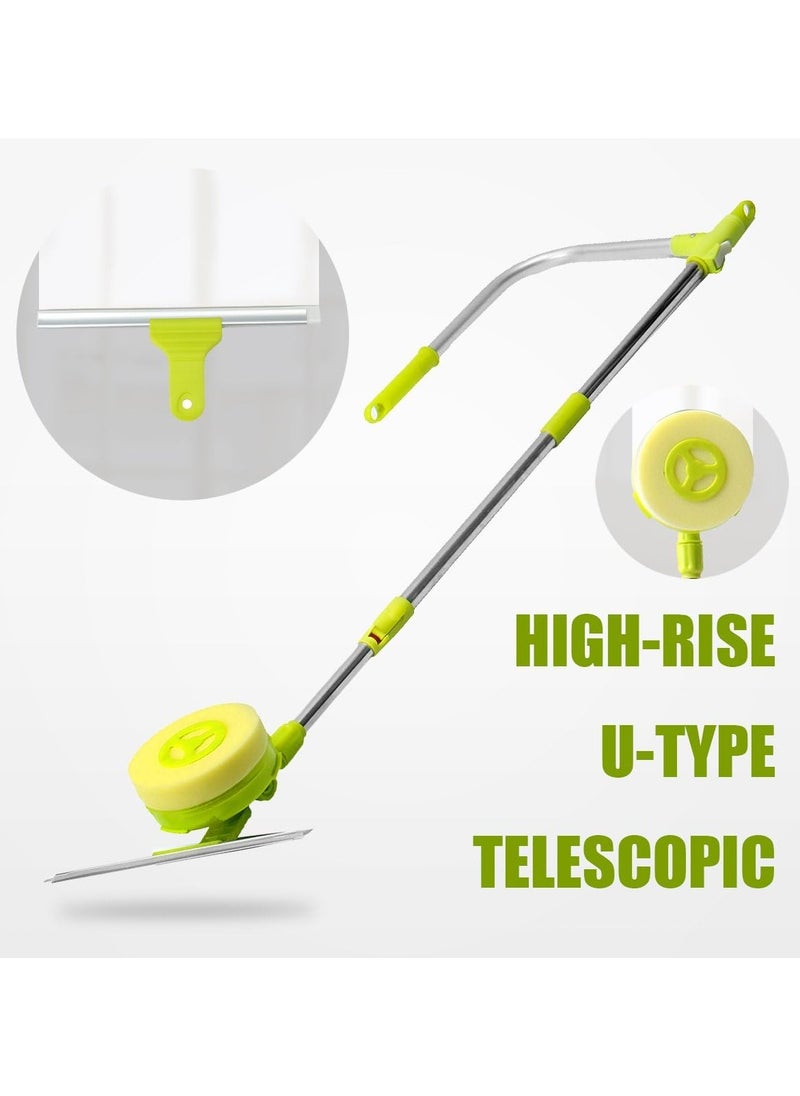 Telescopic Window Cleaner Double Faced Glass Cleaning Kit Extending Wash Head with Pole, Squeegees and Sponges