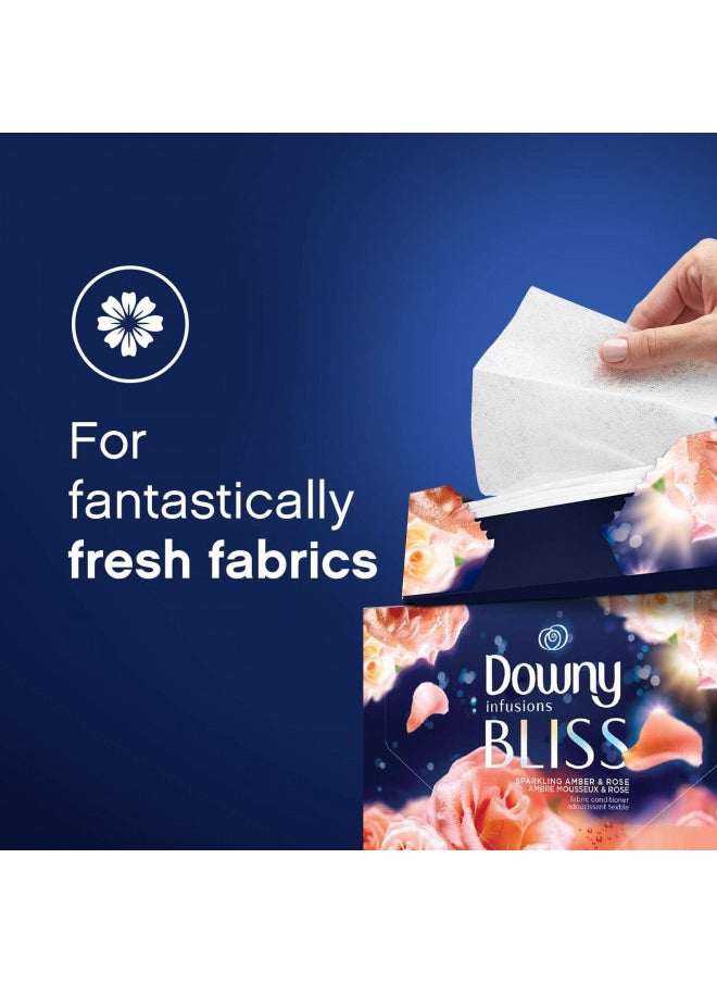 Downy Infusions Fabric Softener Dryer Sheets, Bliss, Sparkling Amber & Rose, 105 Sheets (Pack of 1)