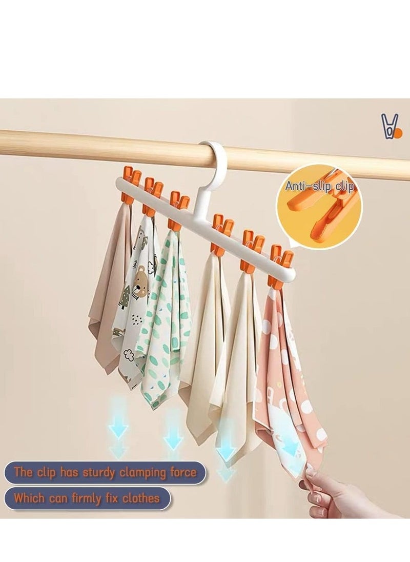 2 Pack Windproof Sock Clips Hanger, PP Plastic Anti-Tangle Clothes Drying Rack with 360° Swivel Hook and Strong Clips for Drying and Organize Underwear, Socks, Hats, Scarves, Pants