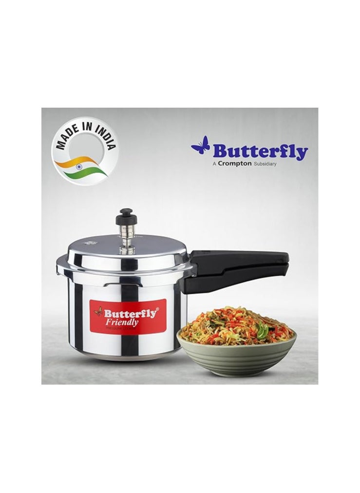 Butterfly Friendly IB Kitchen Starter Kit | Induction Base | Aluminium | 3 Litre Pressure Cooker | Fry Pan | Kadai | Dosa/Roti Tawa | Kitchen Cookware Set For Family | Silver, Red