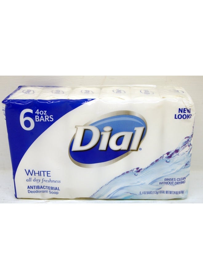 Dial White Antibacterial Soap, 4-Ounces Bars, 6 Count