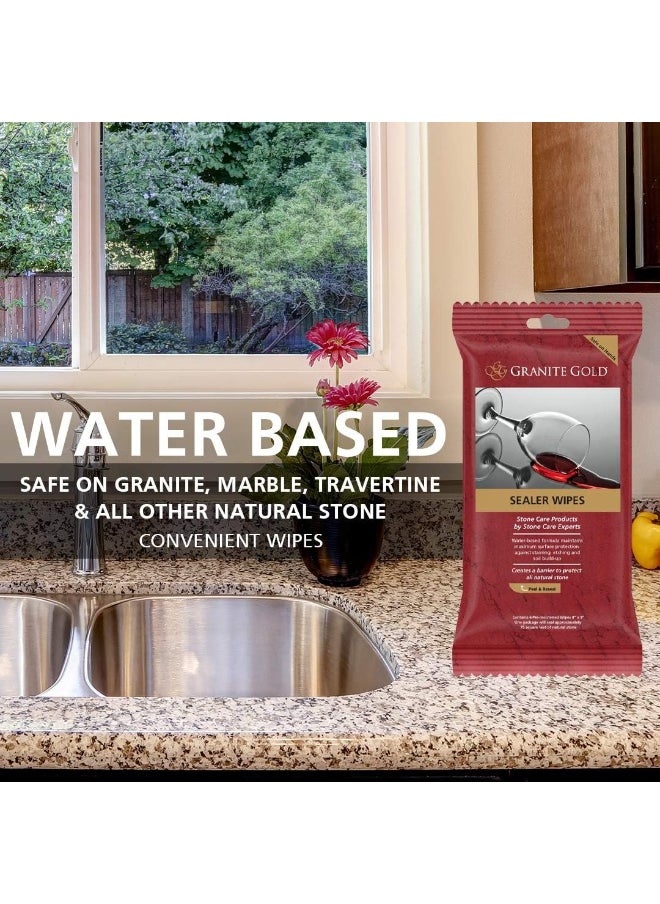 Water-Based Sealer Wipes Protection For GraniteMarbleTravertineNatural Stone Countertops6 Count1-Pack