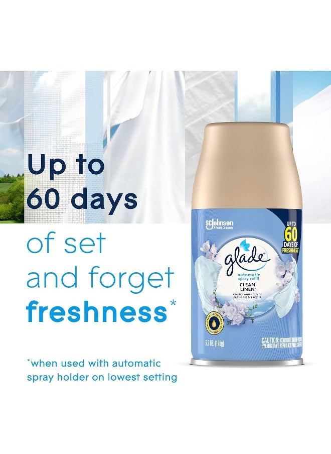 Glade Automatic Spray Air Freshener Refill, Scented Air Freshener for Home and Bathroom, Clean Linen, 6.2 Oz, 3 Count