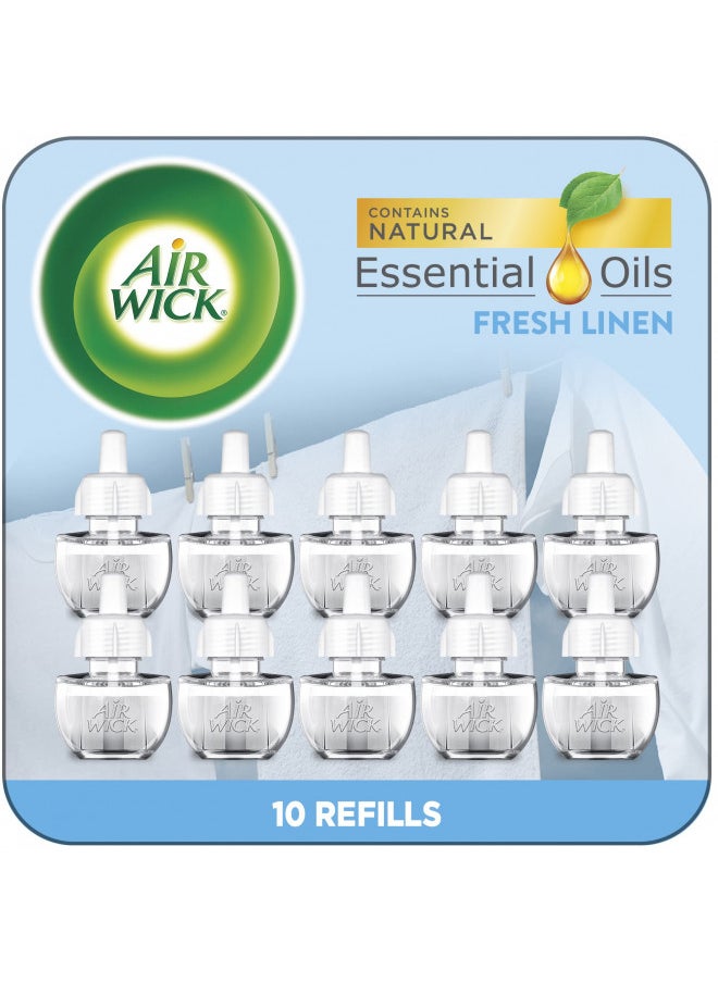 Air Wick Plug in Scented Oil Refill, 10ct, Fresh Linen, Air Freshener, Essential Oils, Eco Friendly Pack