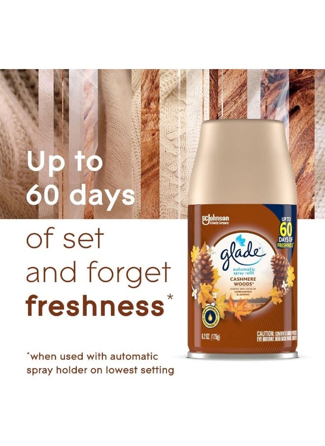 Glade Automatic Spray Refill, Air Freshener for Home and Bathroom, Cashmere Woods, 6.2 Oz, 3 Count